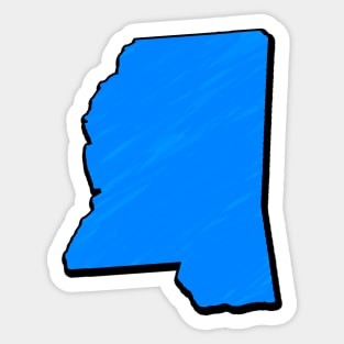 Bright Blue Mississippi Outline Sticker